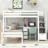 Bellemave® Twin Size Loft Bed with A Stand - Alone Bed, Storage Staircase, Desk, Shelves and Drawer - Bellemave